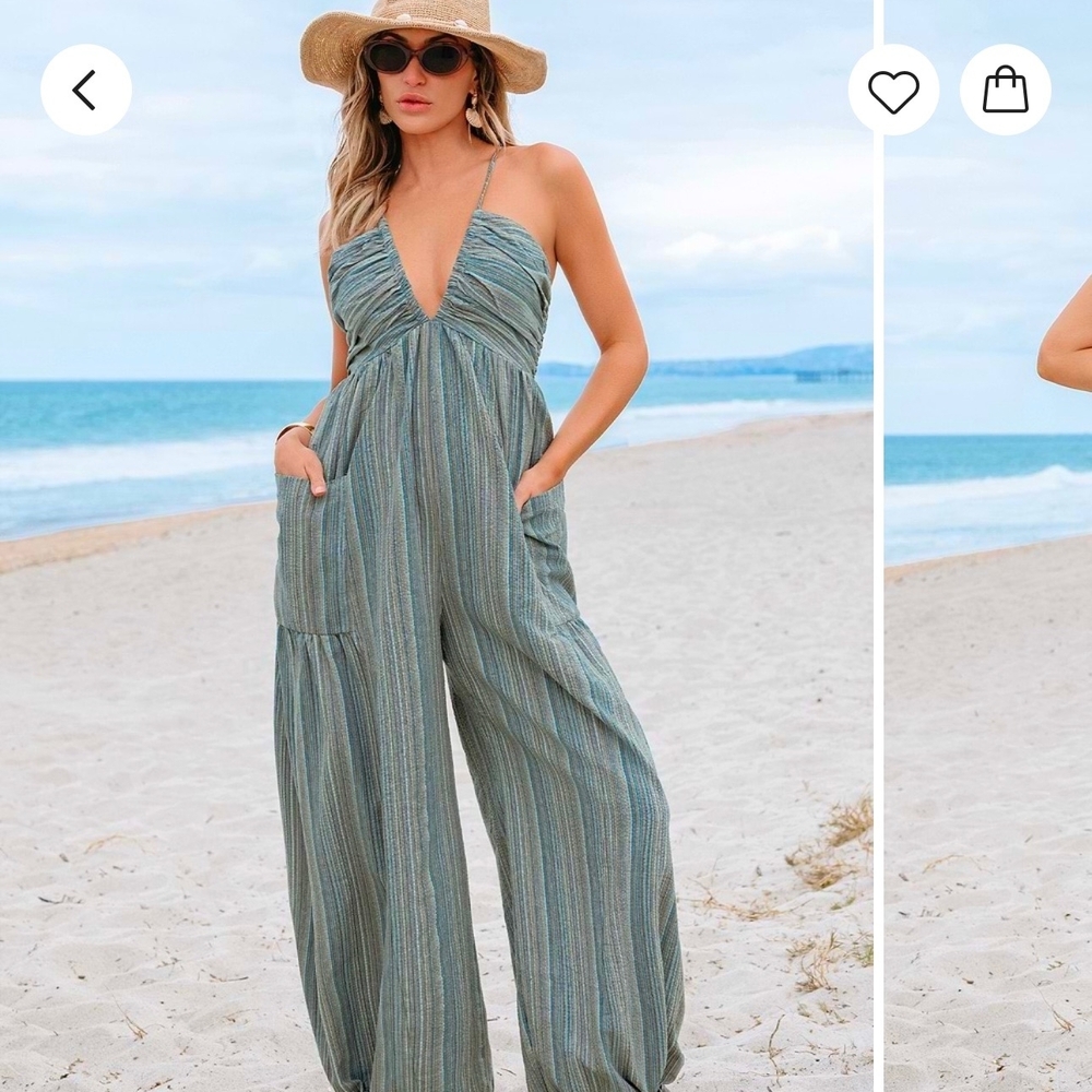 Cupshe Multicolor Striped Halter Jumpsuit - Never Worn